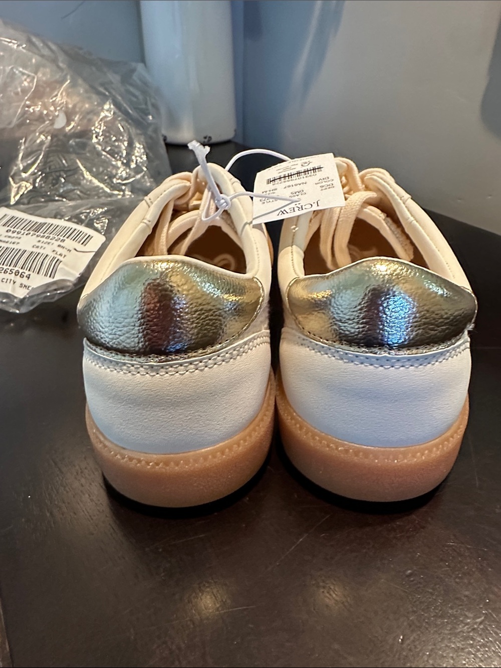 J. Crew Crochet Knit Sneakers in Cream with Gum Sole - Picture 8 of 10
